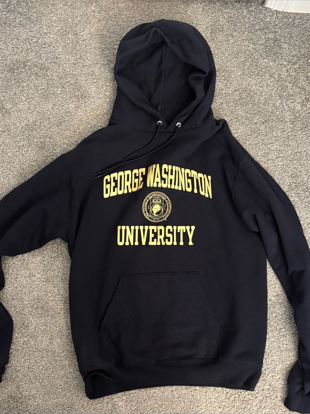 Champion Navy Hoodie with Yellow George Washington University Print - Picture 2 of 4